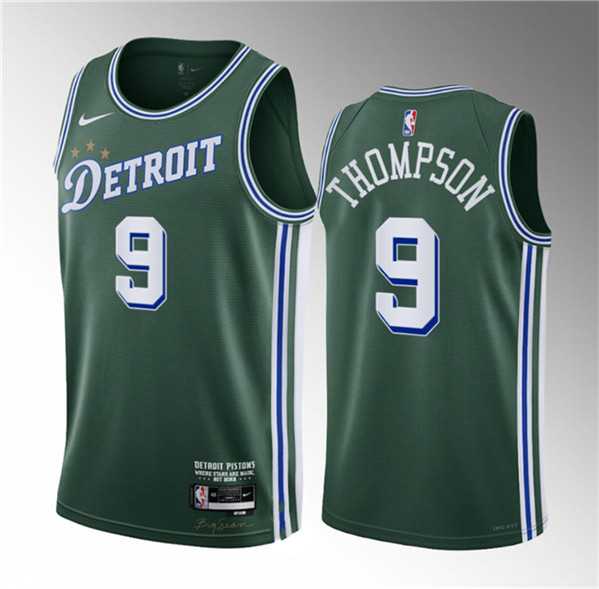 Mens Detroit Pistons #9 Ausar Thompson Green 2023 Draft City Edition Stitched Basketball Jersey